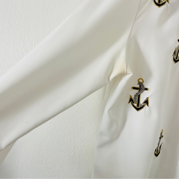Vintage Nautical Button Down Embroidered Collared Blouse - Petite Sophisticate - Picture 6 of 6
